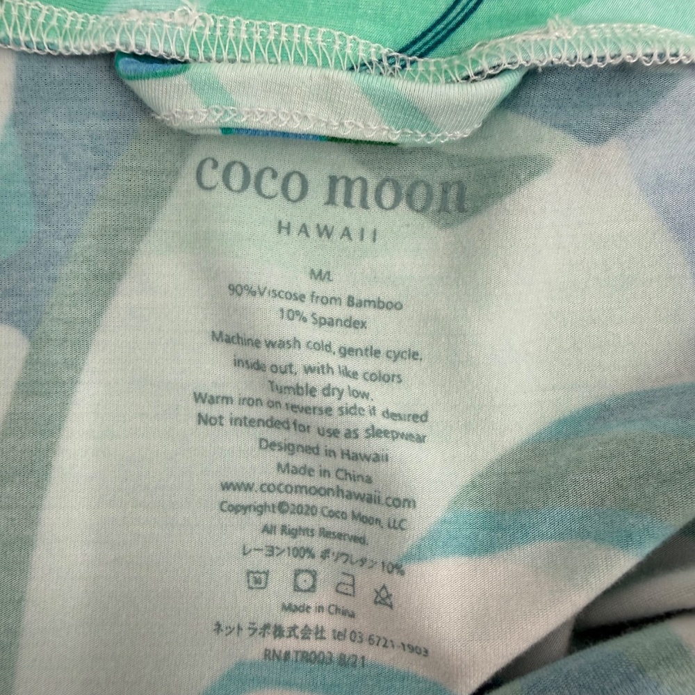 Coco Moon Hawaii Mom Cozy Robe M/L Maternity Monsterra Blue Green Stretch - Picture 8 of 11